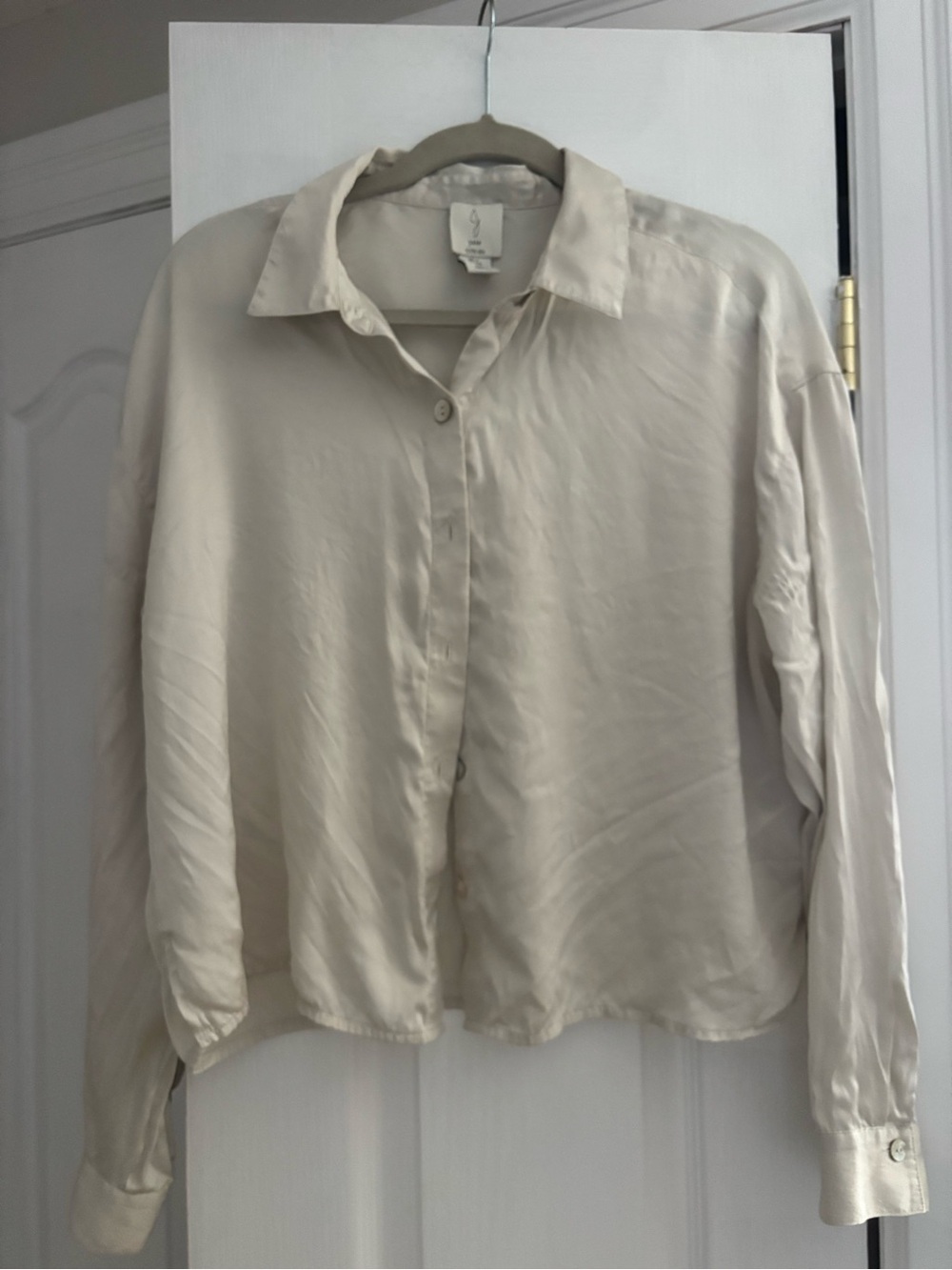 Joie Cream Silk Button-Front Blouse